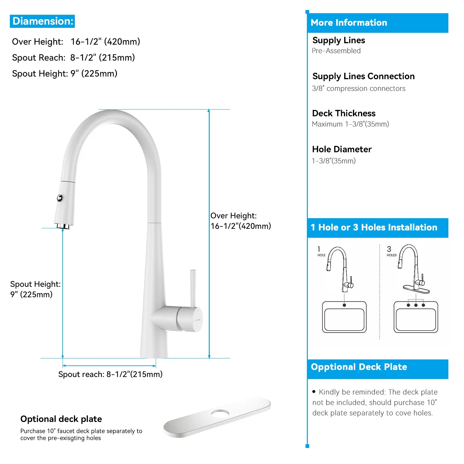 Matte Black Pull-Down Kitchen Faucet – Dual-Function Brass Spray – KFB1004