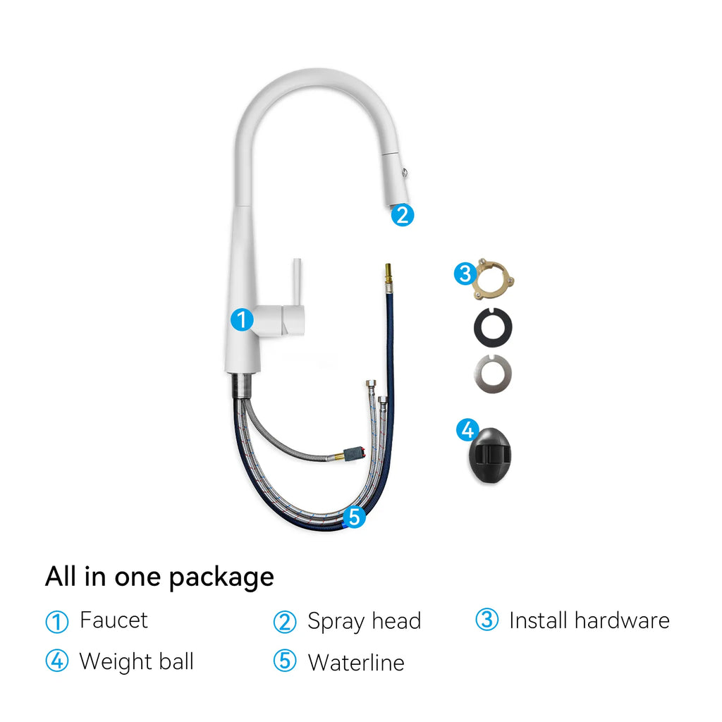 Matte Black Pull-Down Kitchen Faucet – Dual-Function Brass Spray – KFB1004