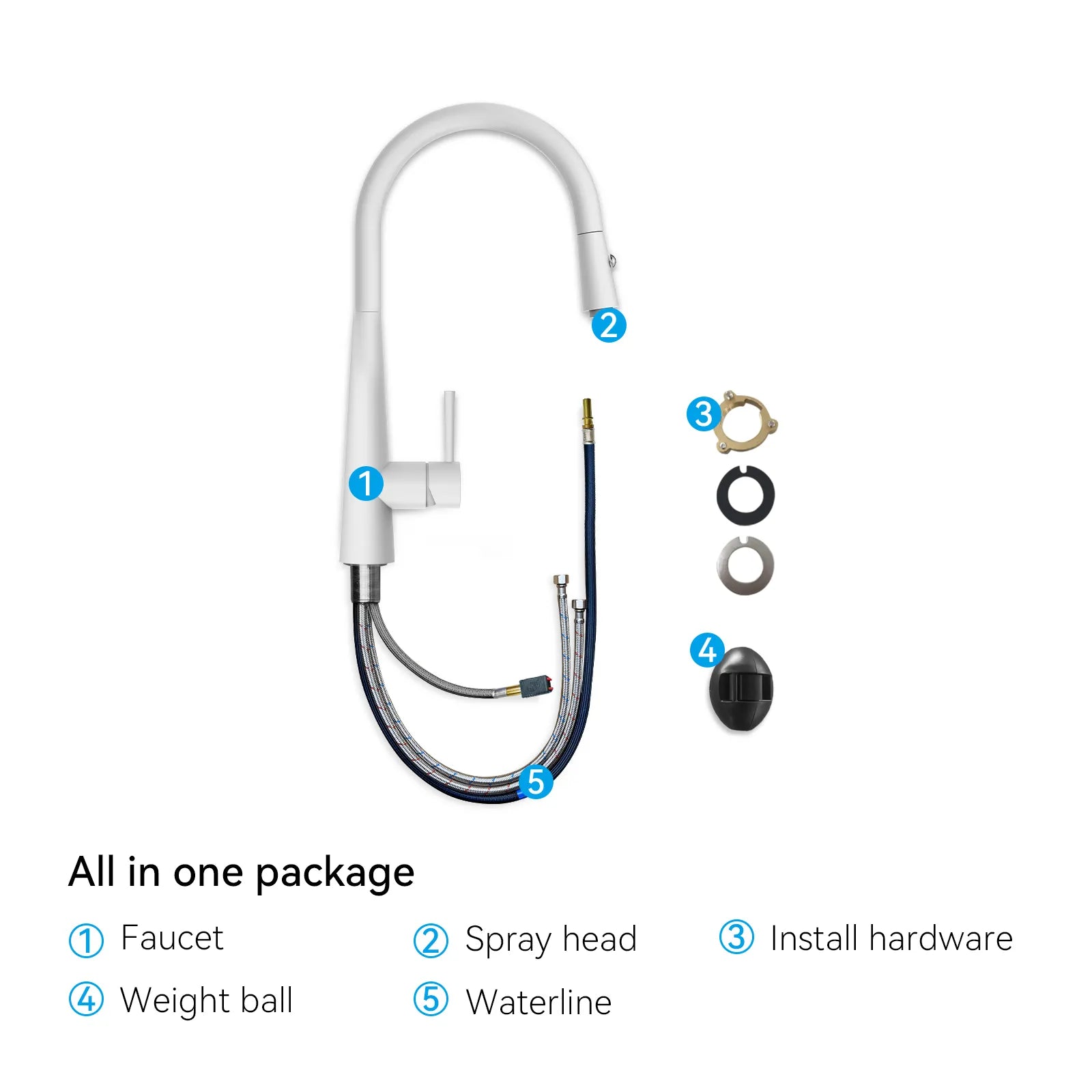 Matte Black Pull-Down Kitchen Faucet – Dual-Function Brass Spray – KFB1004