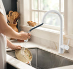 Matte Black Pull-Down Kitchen Faucet – Dual-Function Brass Spray – KFB1004