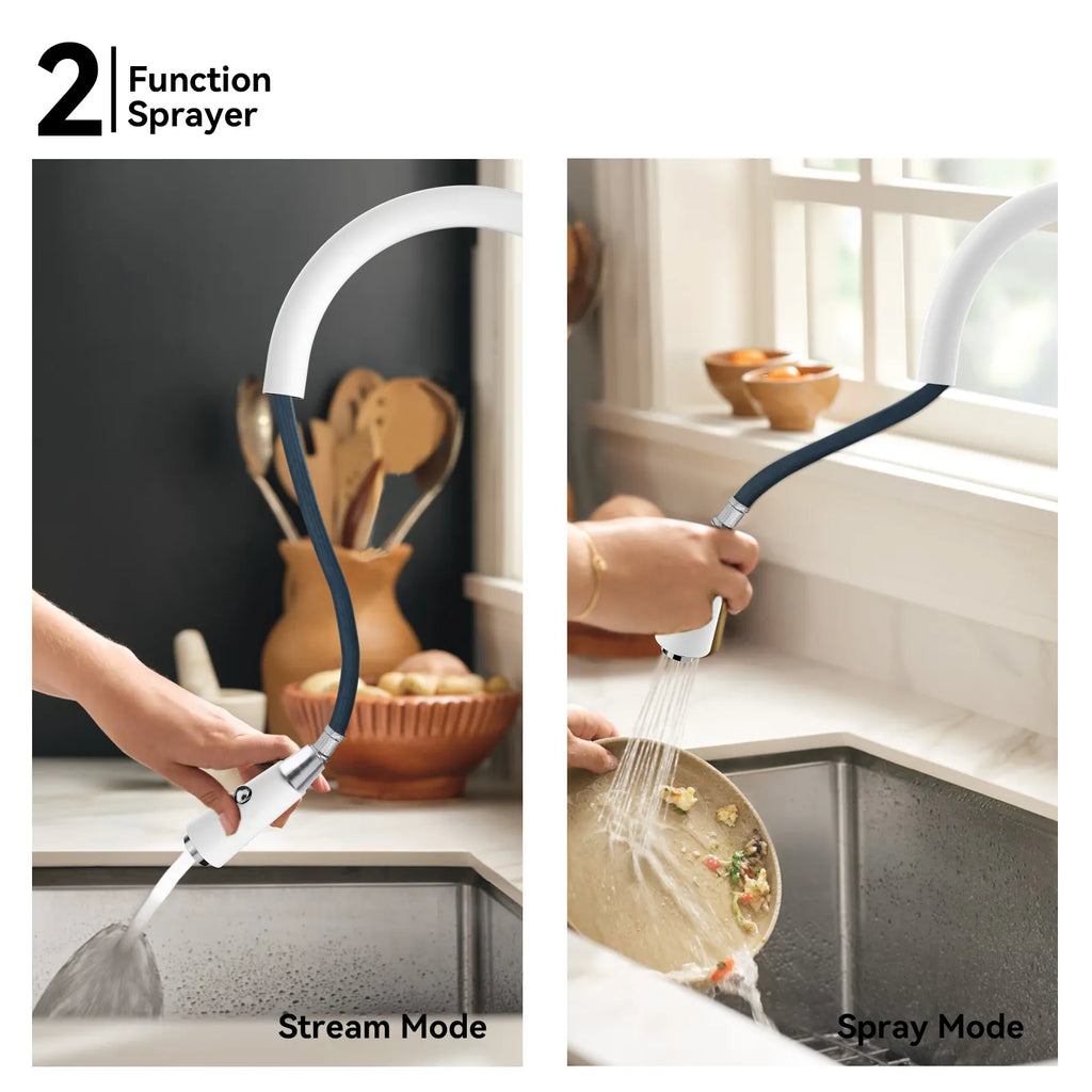 Matte Black Pull-Down Kitchen Faucet – Dual-Function Brass Spray – KFB1004