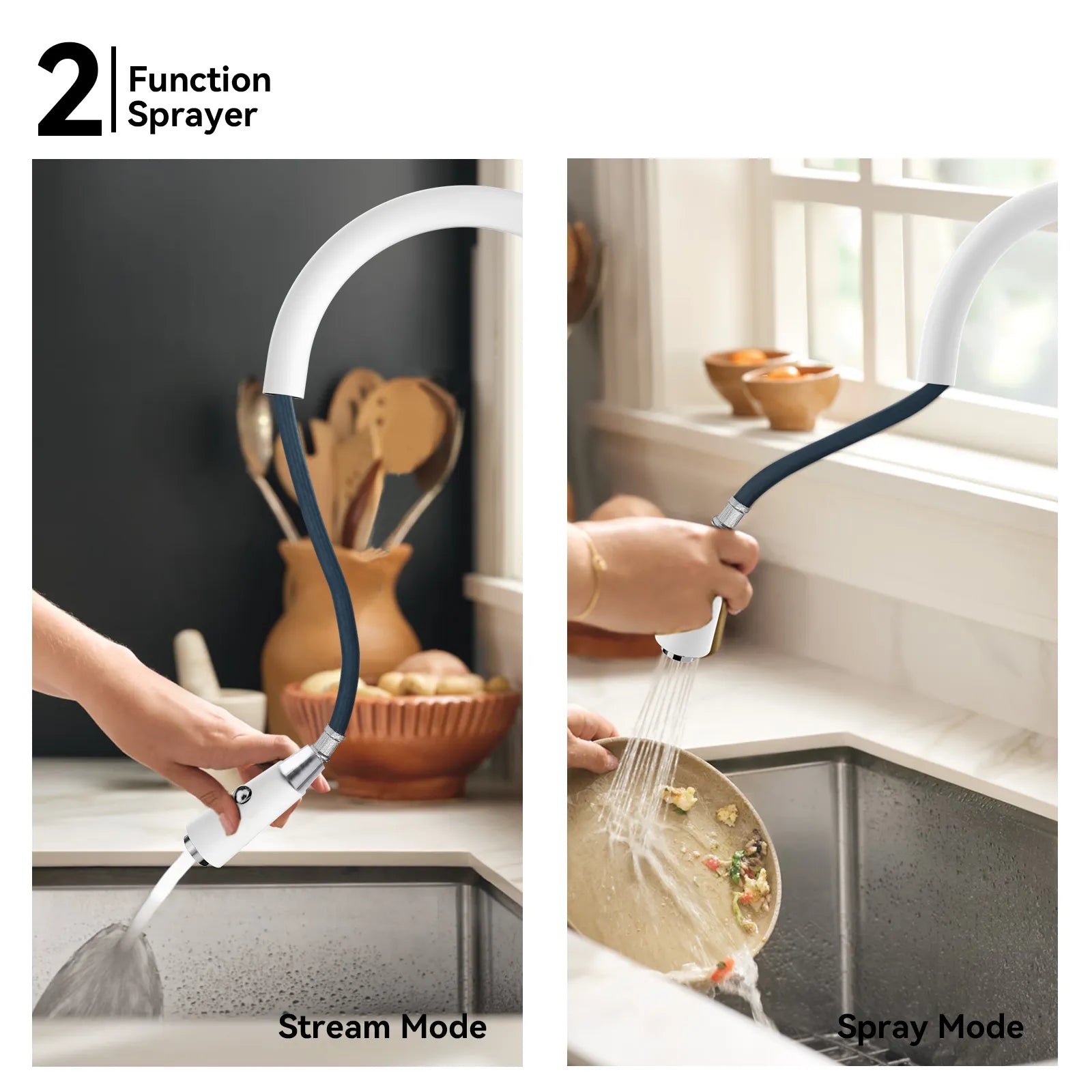 Matte Black Pull-Down Kitchen Faucet – Dual-Function Brass Spray – KFB1004