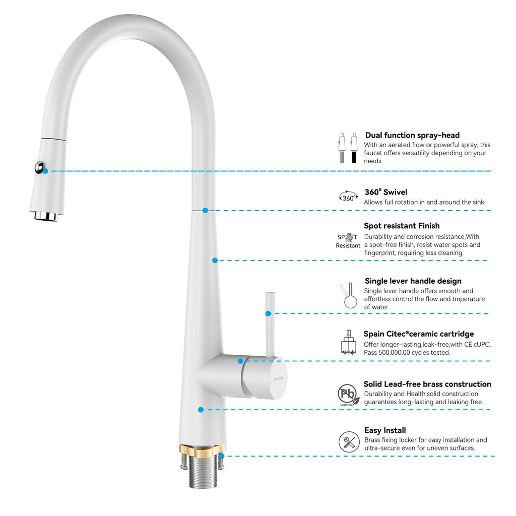 Matte Black Pull-Down Kitchen Faucet – Dual-Function Brass Spray – KFB1004