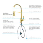 Commercial Style Pull-Down Kitchen Faucet – Triple-Function Spring Spray – KFB1036