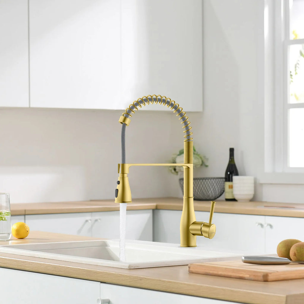 Commercial Style Pull-Down Kitchen Faucet – Triple-Function Spring Spray – KFB1036