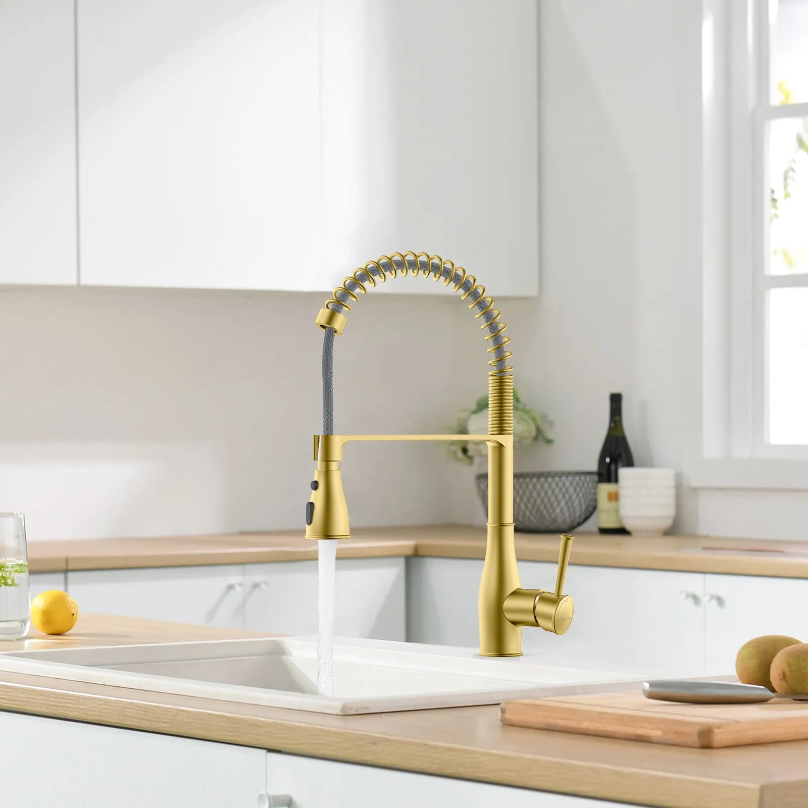 Commercial Style Pull-Down Kitchen Faucet – Triple-Function Spring Spray – KFB1036