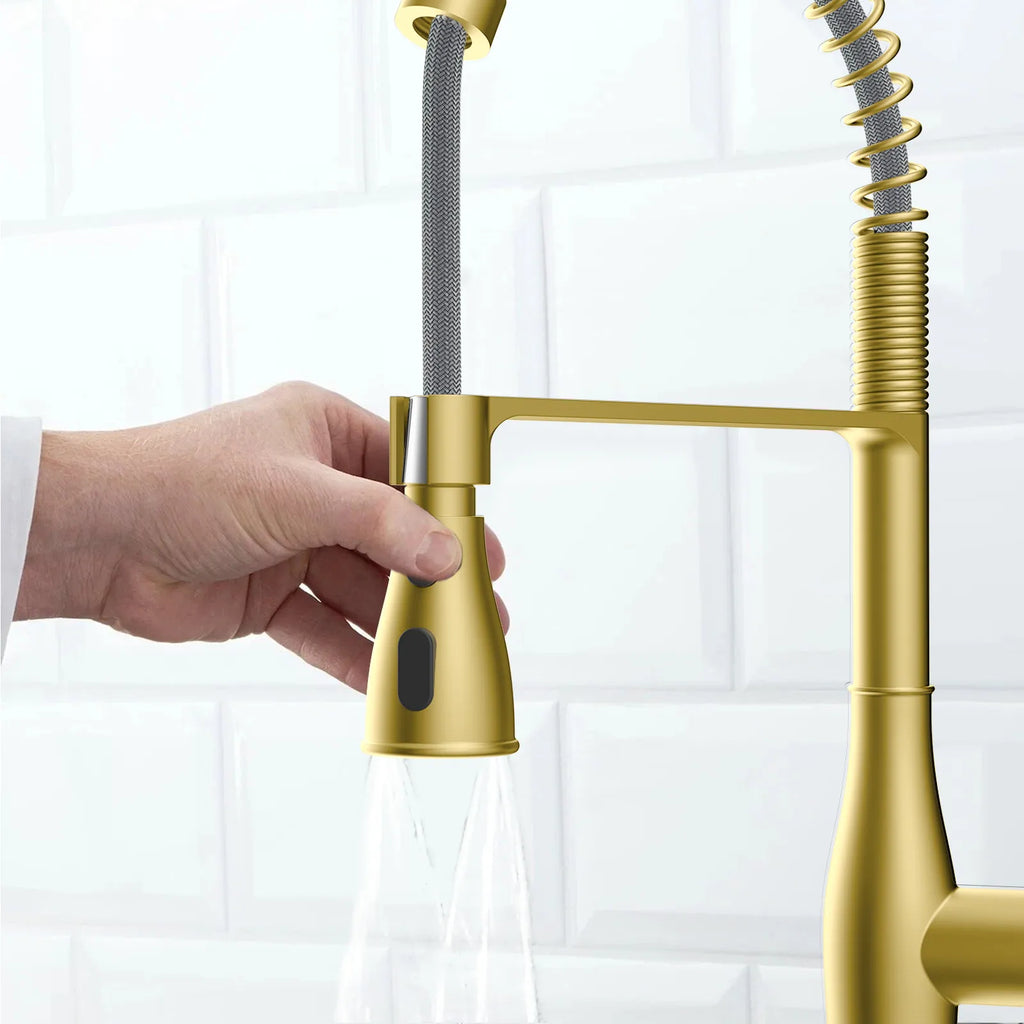 Commercial Style Pull-Down Kitchen Faucet – Triple-Function Spring Spray – KFB1036