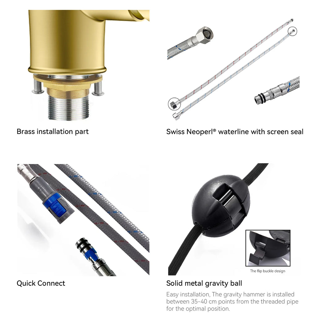 Commercial Style Pull-Down Kitchen Faucet – Triple-Function Spring Spray – KFB1036