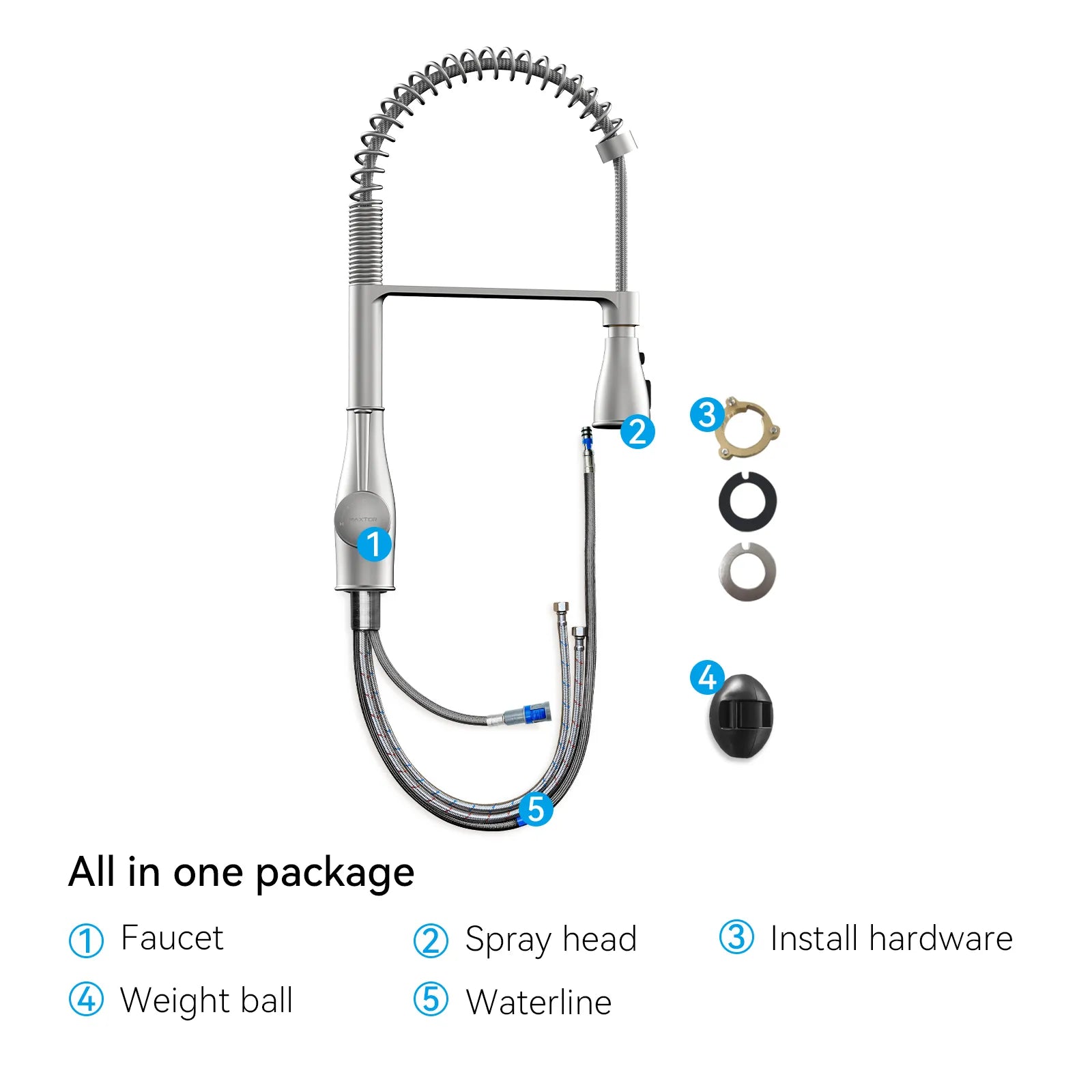 Commercial Style Pull-Down Kitchen Faucet – Triple-Function Spring Spray – KFB1036