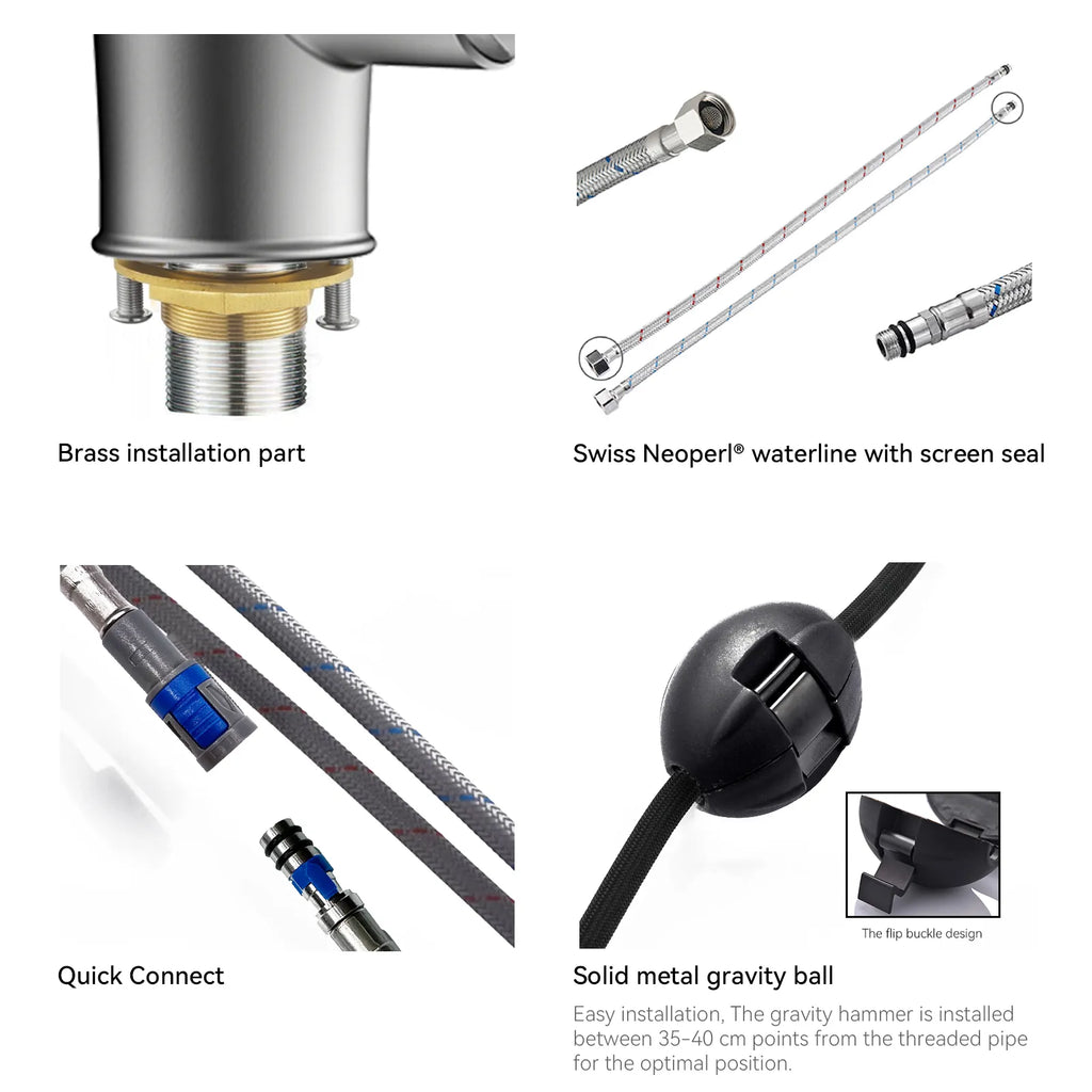 Commercial Style Pull-Down Kitchen Faucet – Triple-Function Spring Spray – KFB1036