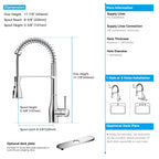 Commercial Style Pull-Down Kitchen Faucet – Triple-Function Spring Spray – KFB1036