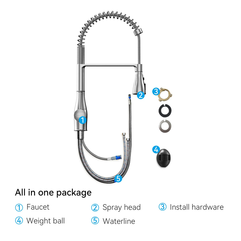 Commercial Style Pull-Down Kitchen Faucet – Triple-Function Spring Spray – KFB1036