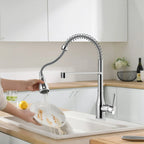 Commercial Style Pull-Down Kitchen Faucet – Triple-Function Spring Spray – KFB1036