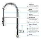 Commercial Style Pull-Down Kitchen Faucet – Triple-Function Spring Spray – KFB1036