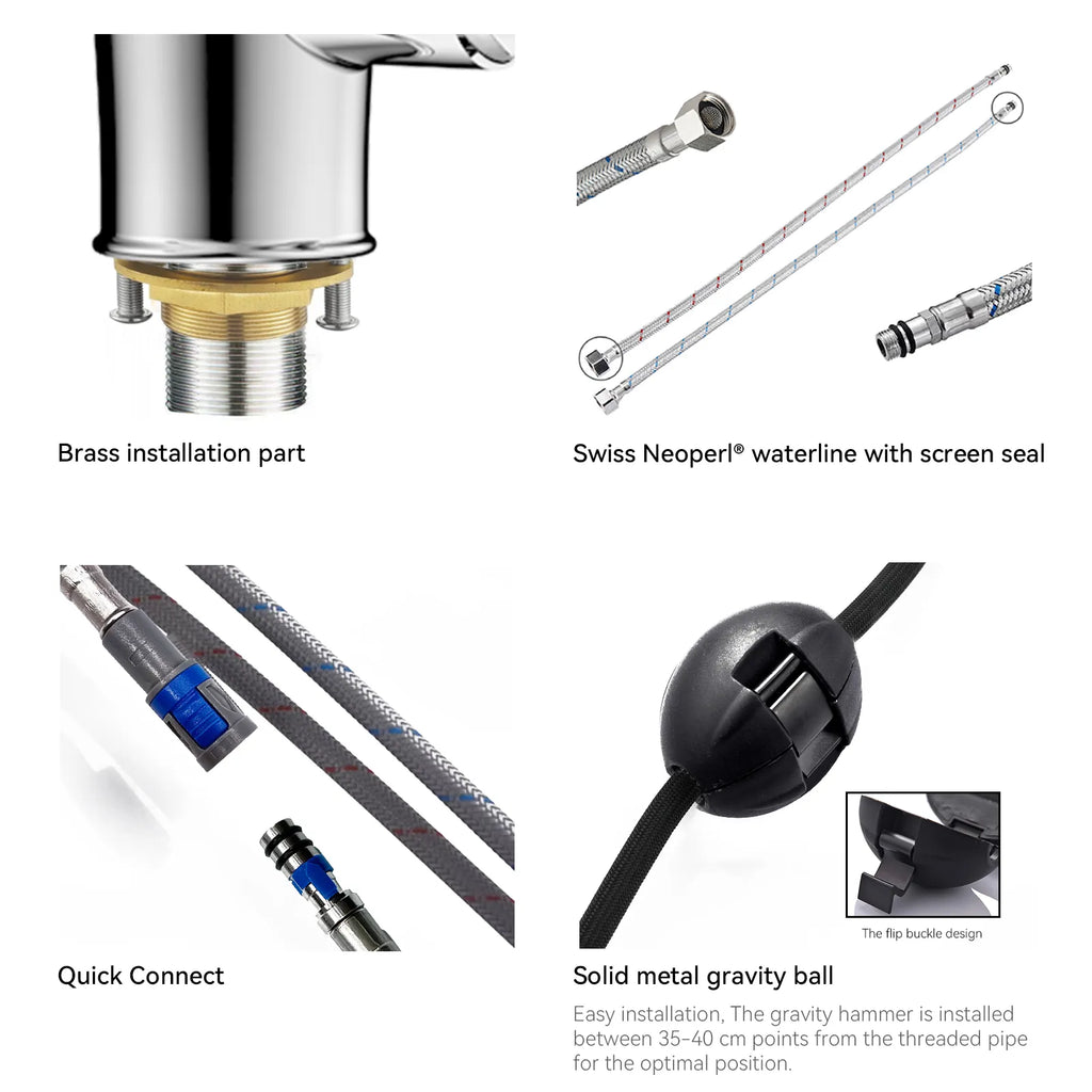 Commercial Style Pull-Down Kitchen Faucet – Triple-Function Spring Spray – KFB1036