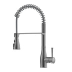 Commercial Style Pull-Down Kitchen Faucet – Triple-Function Spring Spray – KFB1036 Brushed Gun Metal