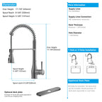 Commercial Style Pull-Down Kitchen Faucet – Triple-Function Spring Spray – KFB1036