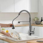 Commercial Style Pull-Down Kitchen Faucet – Triple-Function Spring Spray – KFB1036