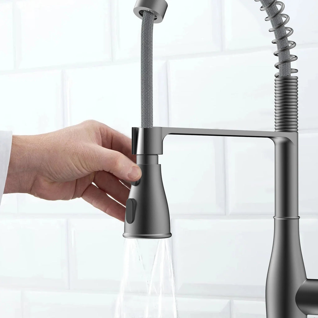 Commercial Style Pull-Down Kitchen Faucet – Triple-Function Spring Spray – KFB1036