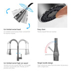 Commercial Style Pull-Down Kitchen Faucet – Triple-Function Spring Spray – KFB1036