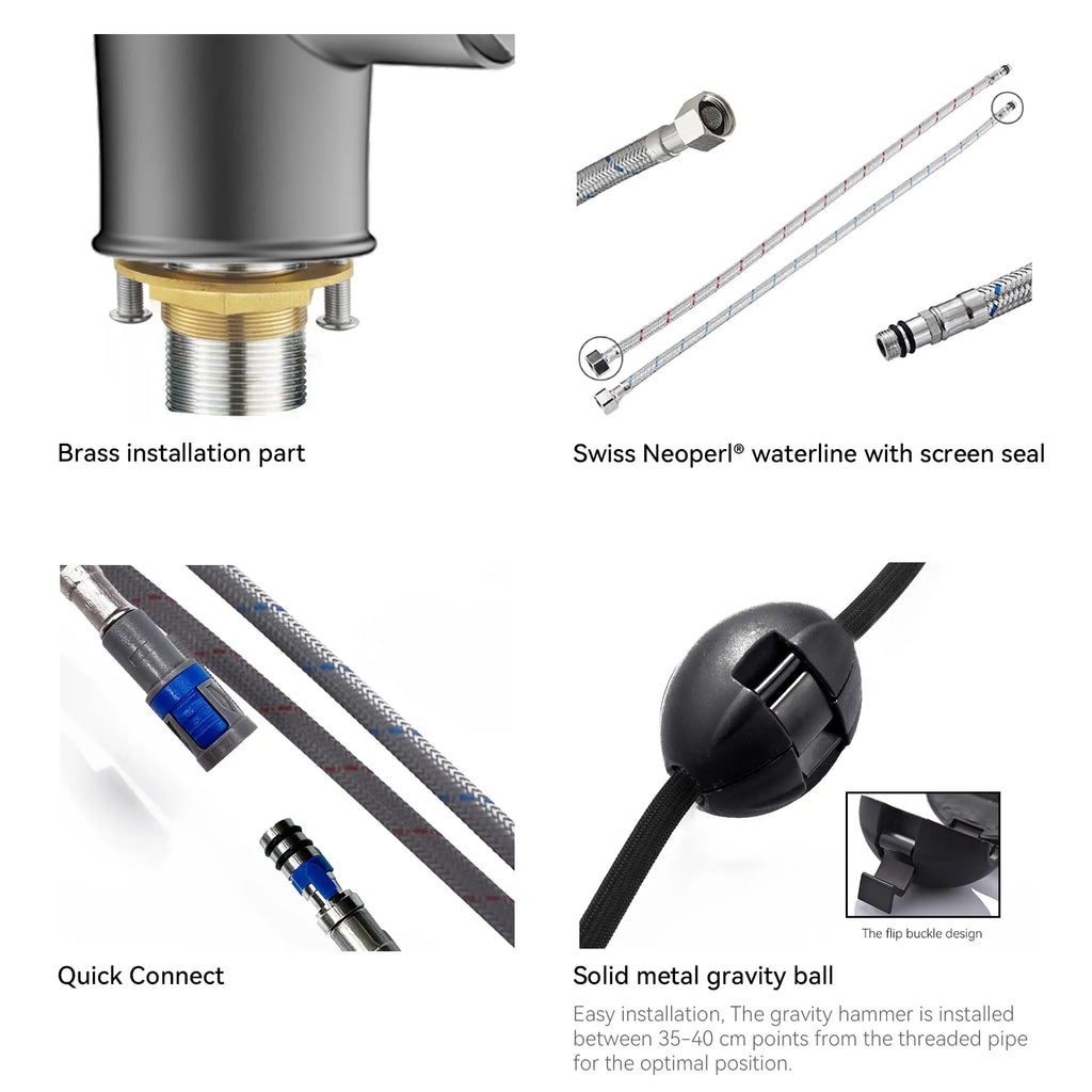Commercial Style Pull-Down Kitchen Faucet – Triple-Function Spring Spray – KFB1036