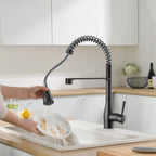 Commercial Style Pull-Down Kitchen Faucet – Triple-Function Spring Spray – KFB1036