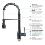 Commercial Style Pull-Down Kitchen Faucet – Triple-Function Spring Spray – KFB1036
