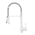 Commercial Style Pull-Down Kitchen Faucet – Triple-Function Spring Spray – KFB1036 Matte White