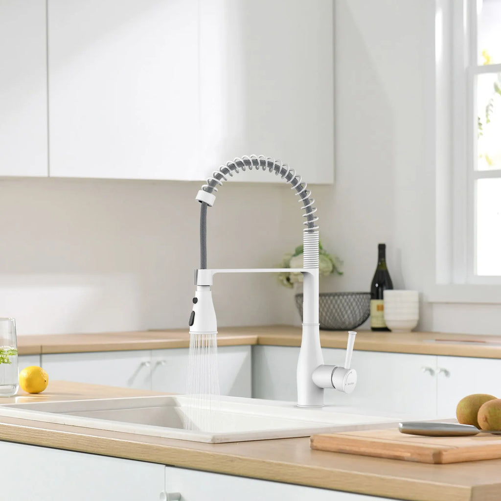 Commercial Style Pull-Down Kitchen Faucet – Triple-Function Spring Spray – KFB1036