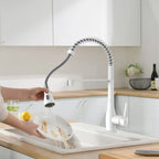 Commercial Style Pull-Down Kitchen Faucet – Triple-Function Spring Spray – KFB1036