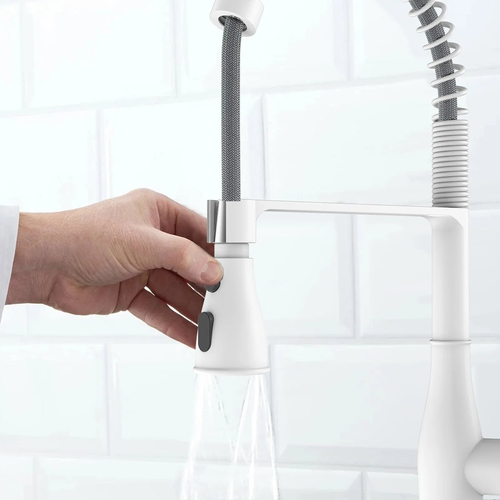 Commercial Style Pull-Down Kitchen Faucet – Triple-Function Spring Spray – KFB1036