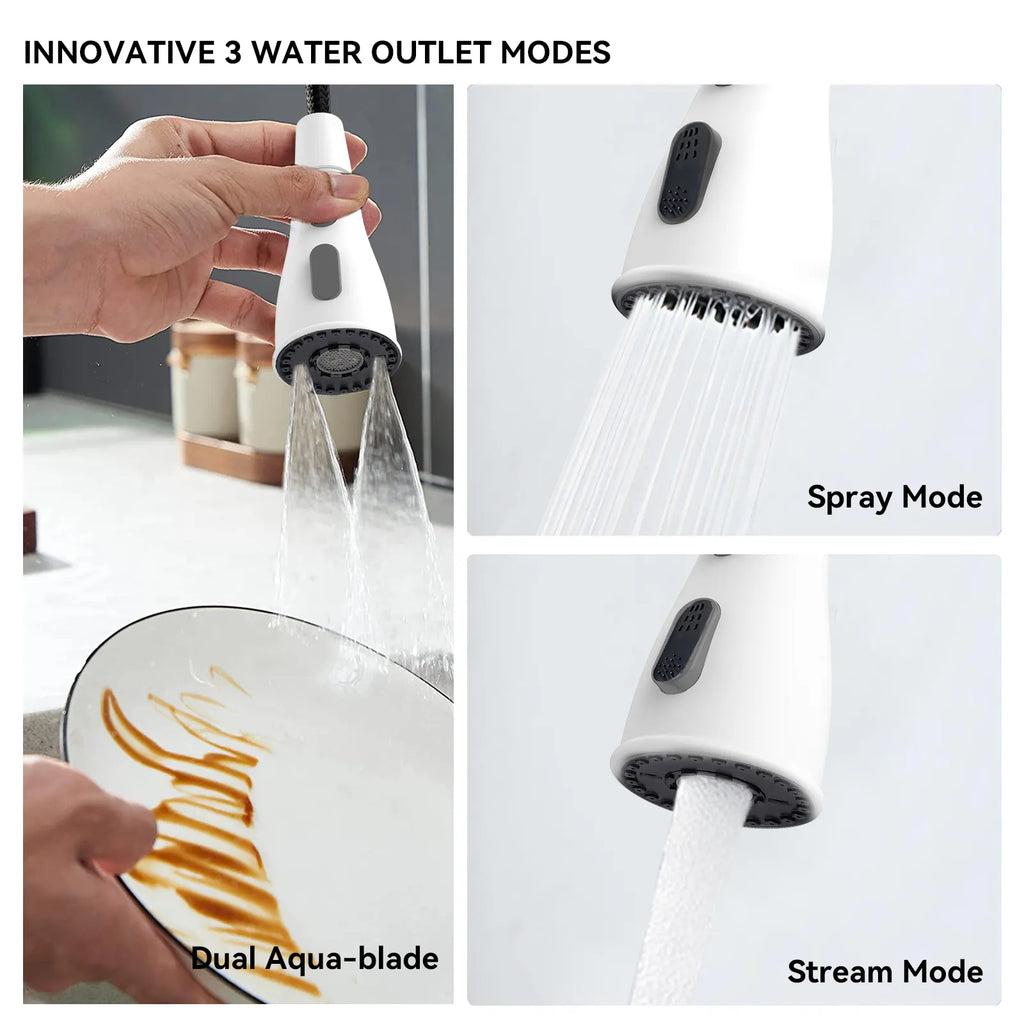 Commercial Style Pull-Down Kitchen Faucet – Triple-Function Spring Spray – KFB1036
