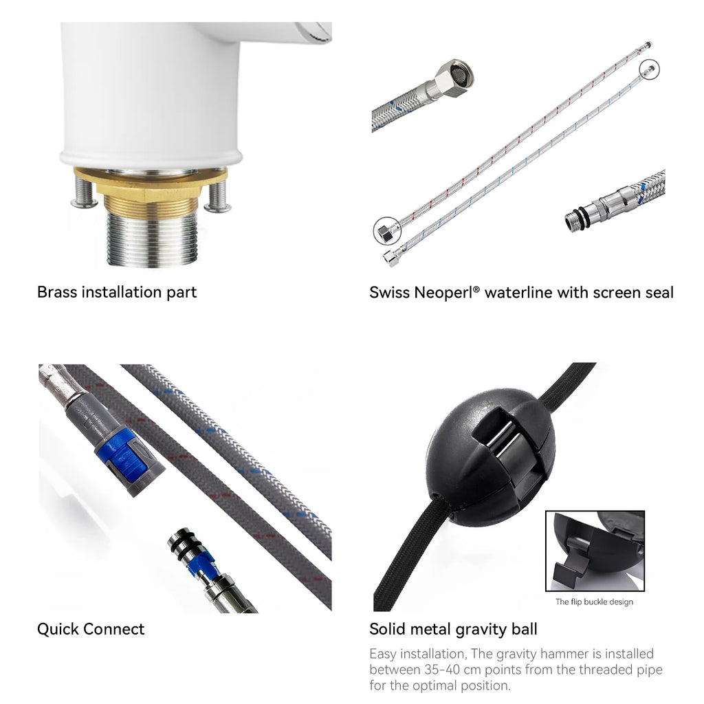 Commercial Style Pull-Down Kitchen Faucet – Triple-Function Spring Spray – KFB1036