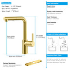 Brushed Gold Pull-Out Kitchen Faucet – Dual-Function Brass Spray – KFB1051A