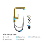 Brushed Gold Pull-Out Kitchen Faucet – Dual-Function Brass Spray – KFB1051A
