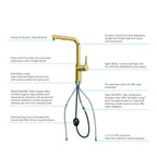Brushed Gold Pull-Out Kitchen Faucet – Dual-Function Brass Spray – KFB1051A