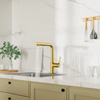 Brushed Gold Pull-Out Kitchen Faucet – Dual-Function Brass Spray – KFB1051A
