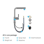 Brushed Gold Pull-Out Kitchen Faucet – Dual-Function Brass Spray – KFB1051A