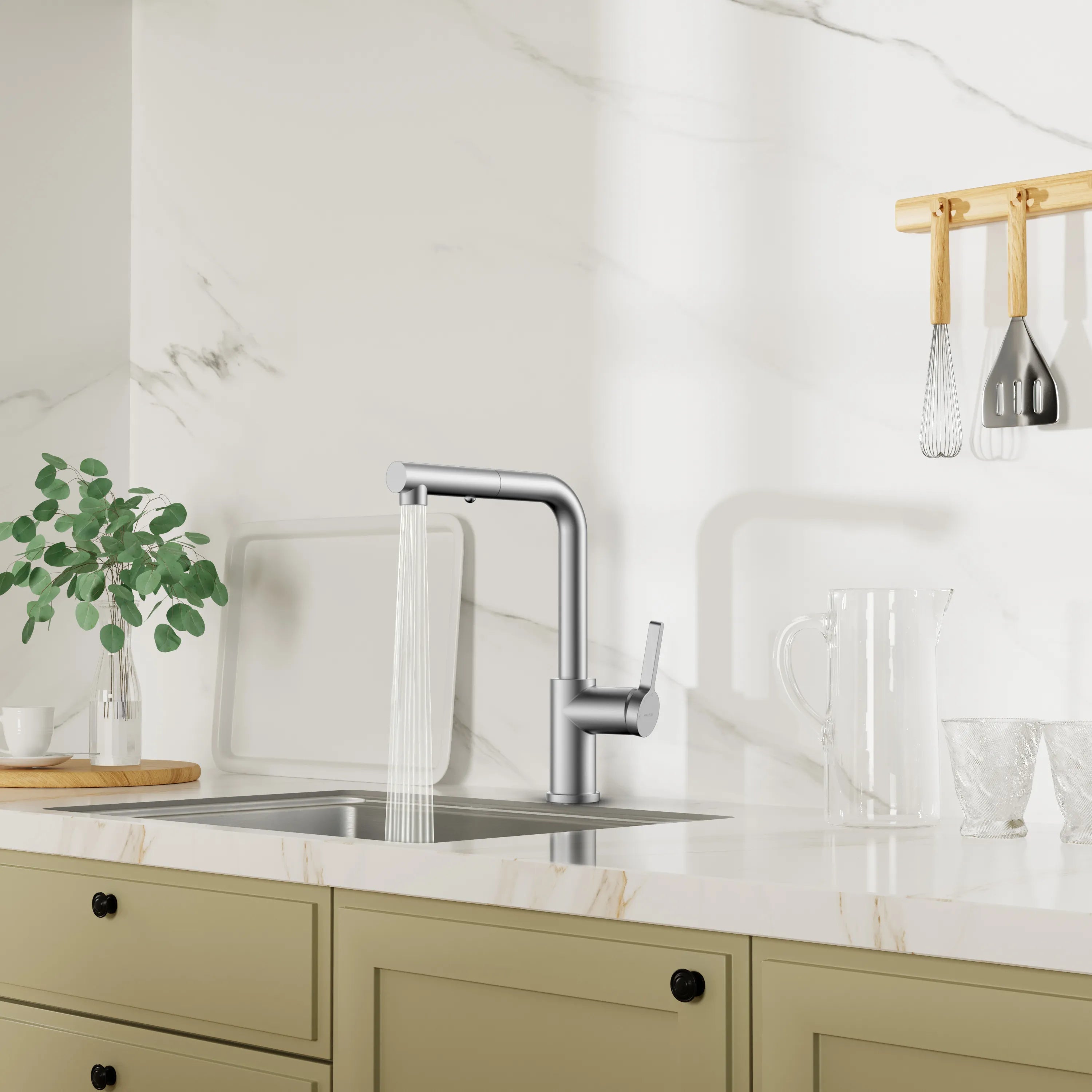 Brushed Gold Pull-Out Kitchen Faucet – Dual-Function Brass Spray – KFB1051A