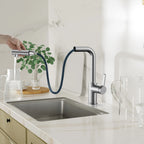 Brushed Gold Pull-Out Kitchen Faucet – Dual-Function Brass Spray – KFB1051A