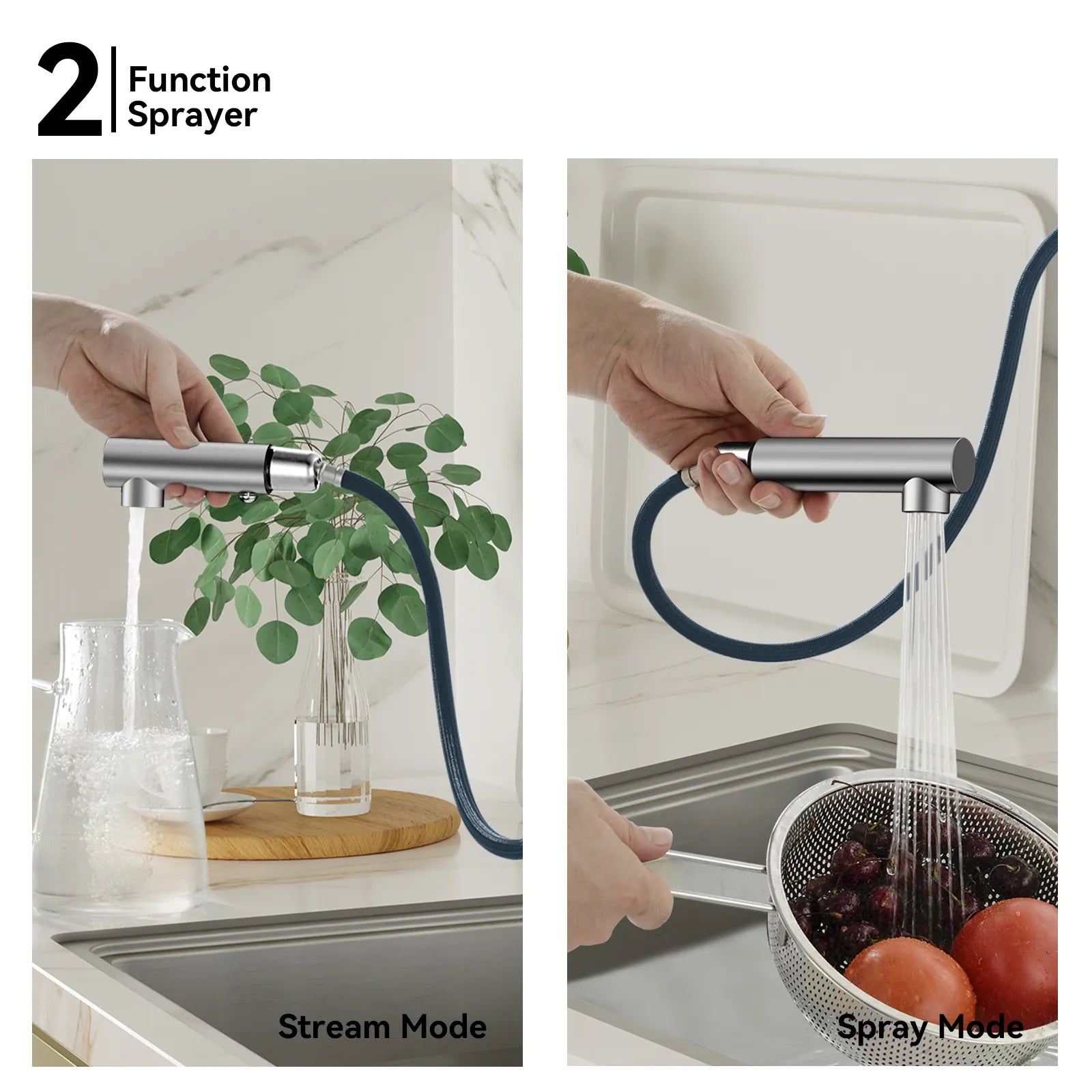 Brushed Gold Pull-Out Kitchen Faucet – Dual-Function Brass Spray – KFB1051A