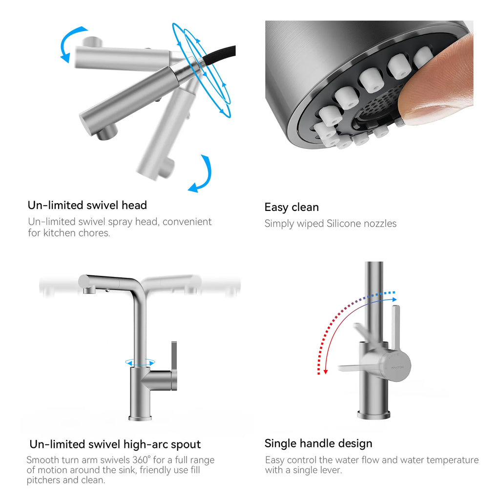 Brushed Gold Pull-Out Kitchen Faucet – Dual-Function Brass Spray – KFB1051A