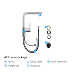 Brushed Gold Pull-Out Kitchen Faucet – Dual-Function Brass Spray – KFB1051A