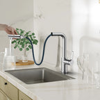 Brushed Gold Pull-Out Kitchen Faucet – Dual-Function Brass Spray – KFB1051A