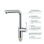 Brushed Gold Pull-Out Kitchen Faucet – Dual-Function Brass Spray – KFB1051A