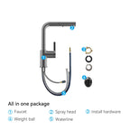 Brushed Gold Pull-Out Kitchen Faucet – Dual-Function Brass Spray – KFB1051A