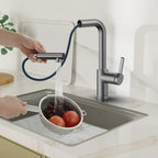 Brushed Gold Pull-Out Kitchen Faucet – Dual-Function Brass Spray – KFB1051A