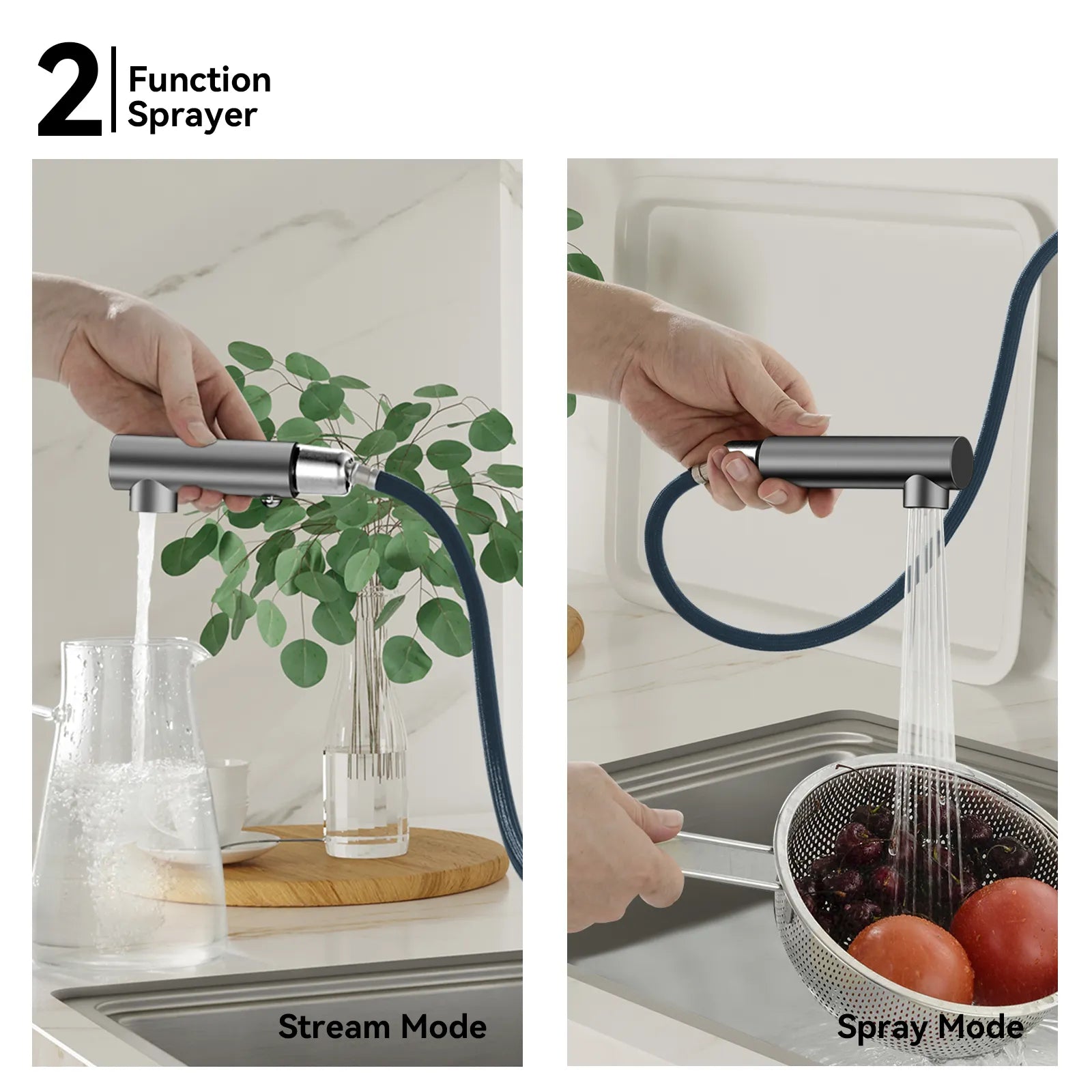 Brushed Gold Pull-Out Kitchen Faucet – Dual-Function Brass Spray – KFB1051A