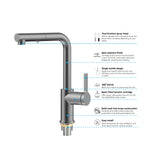 Brushed Gold Pull-Out Kitchen Faucet – Dual-Function Brass Spray – KFB1051A