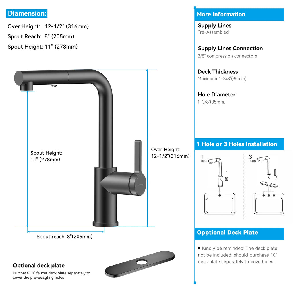 Brushed Gold Pull-Out Kitchen Faucet – Dual-Function Brass Spray – KFB1051A